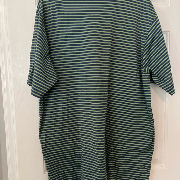 Peter Millar Men's Green and Blue Striped Polo Shirt - Picture 5 of 5